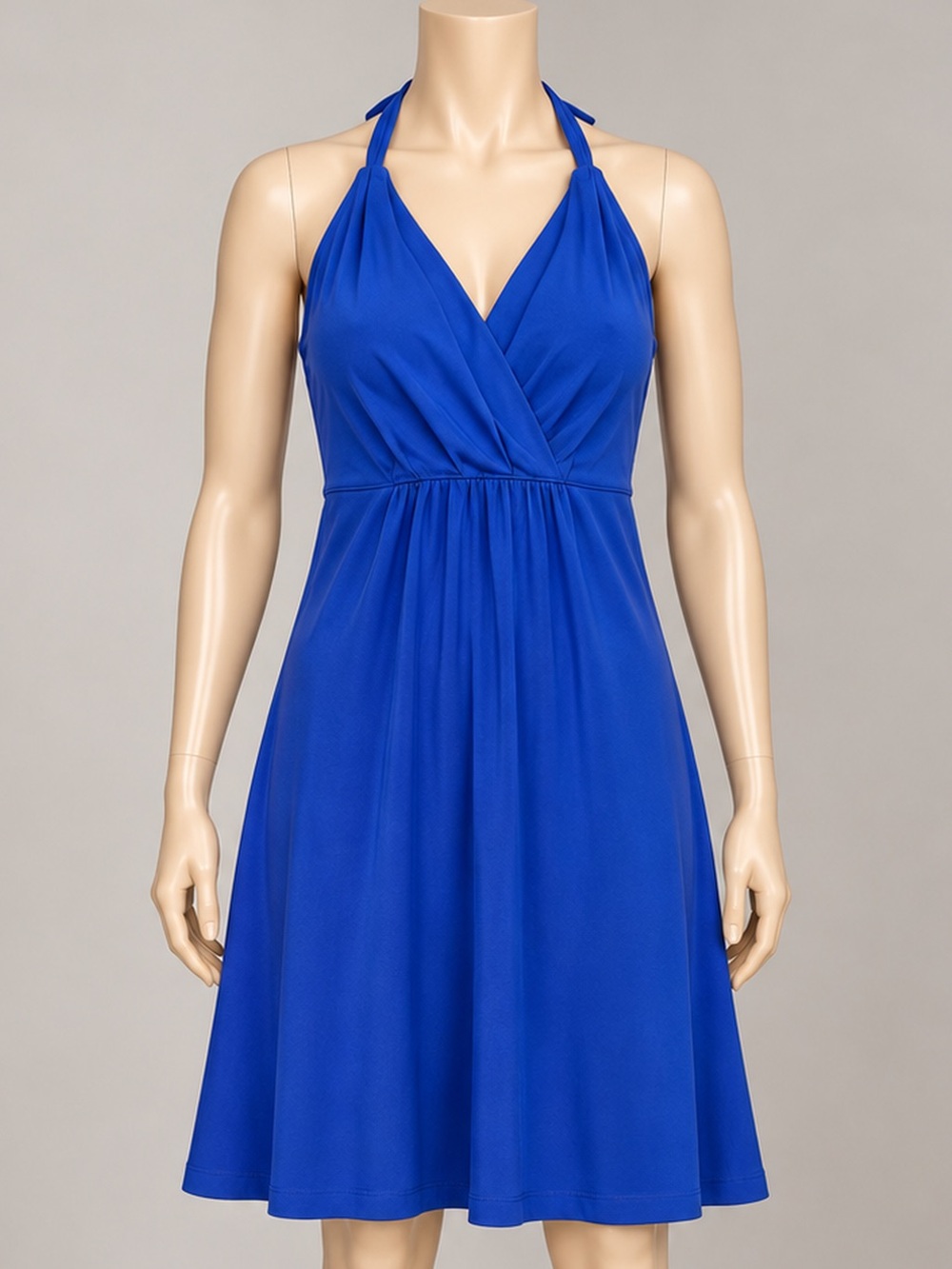 Athleta Go Anywhere Dress Size 2 Cobalt Blue Halter Knee Length